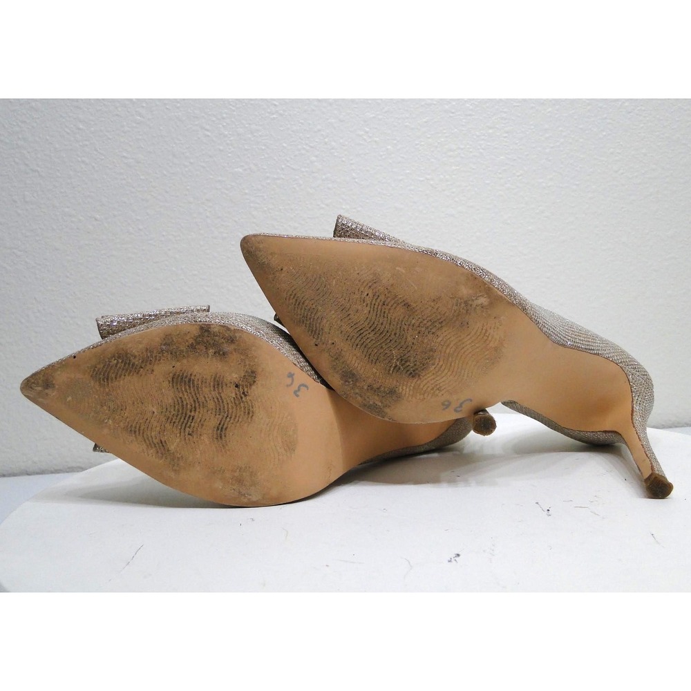 Betsey Johnson Parisss Champagne Gold Glitter Bow Pointed Toe Pumps 8.5 - Picture 11 of 12